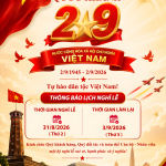 THÔNG BÁO NGHỈ LỄ QUỐC KHÁNH 2/9