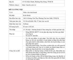 THÔNG BÁO TATECHS TUYỂN DỤNG NHÂN VIÊN KINH DOANH GIẢI PHÁP TỰ ĐỘNG HÓA TỰ ĐỘNG HÓA